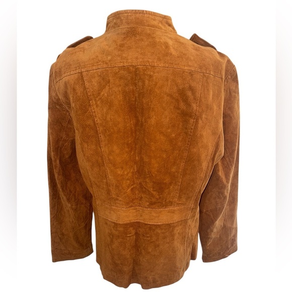 NWT Suede Military Jacket Rust Brown Blazer Coat XL - Picture 4 of 13